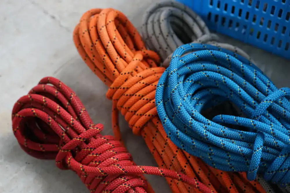 Climbing rope neatly coiled